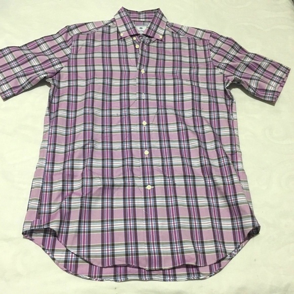 DAVID DONAHUE Sz M Regular Fit Short‎ Sleeve Shirt - Picture 1 of 5